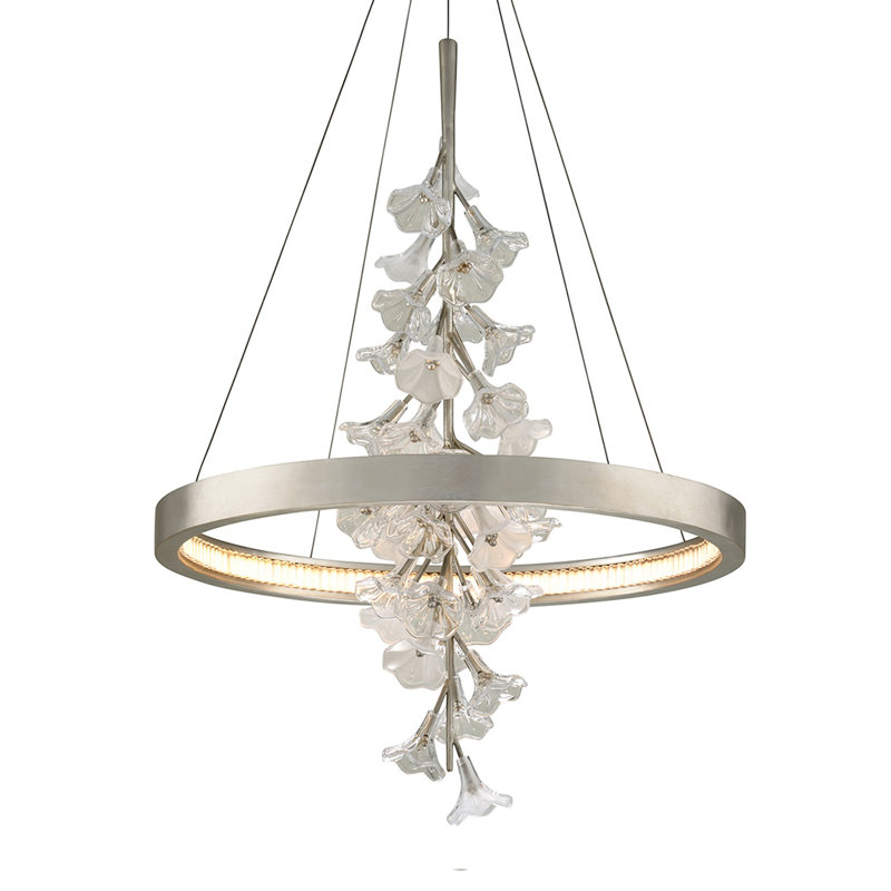 Jasmine 1 Light Chandelier, 39" H x 28" W x 28" D, Silver Leaf