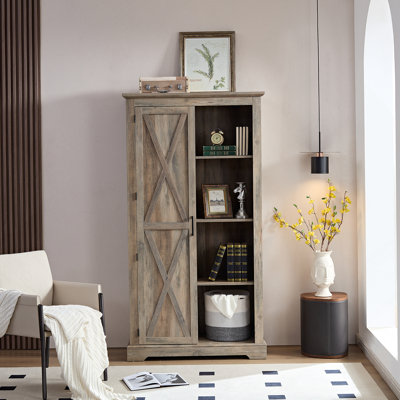 Tall Storage Cabinet, Barn Door, Rustic Farmhouse Pantry, Sliding Door
