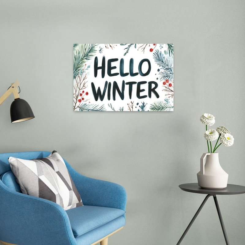 «Embrace The Chill Contemporary Pine Nature Winter», reproduction d'art murale, H 16 po x l 24 po