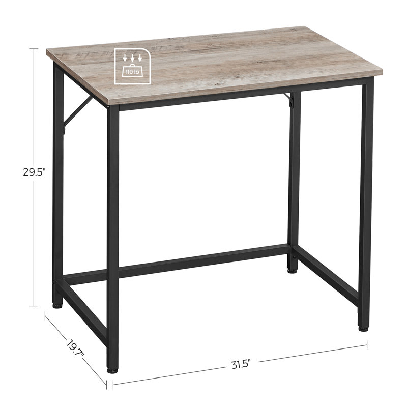 Alandus Computer Desk, 76cm H x 80cm W x 50cm D, Grey, Black