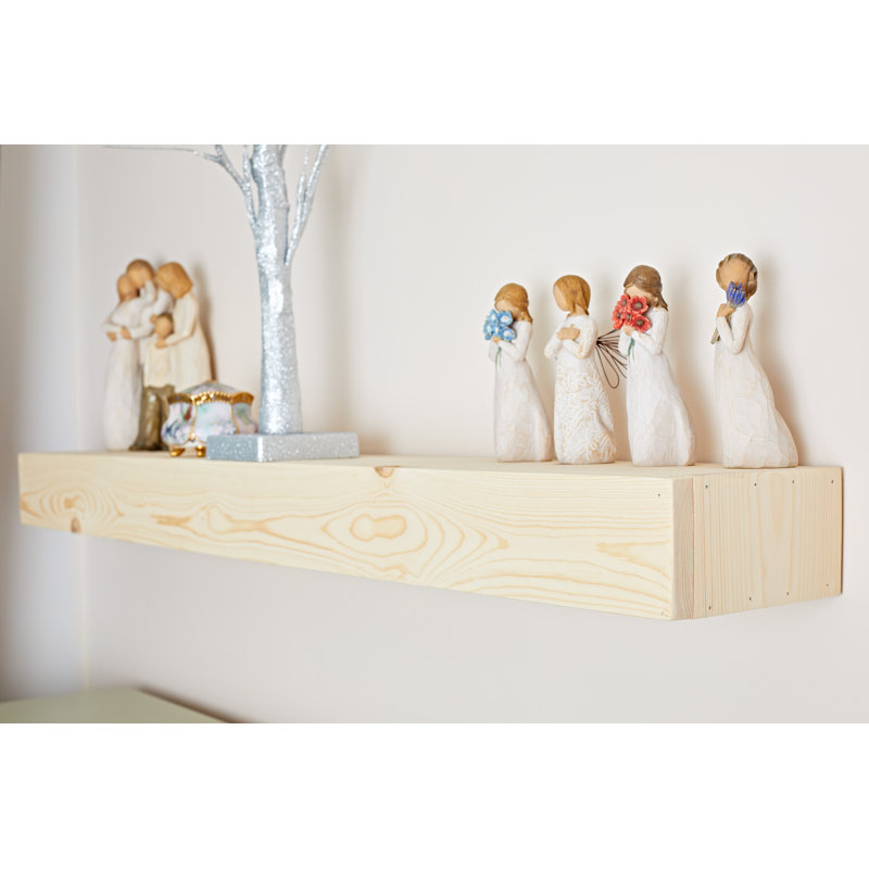 Iulger Floating Shelf with Reclaimed Wood, 10cm H x 148cm W x 14.5cm D, Sensual White