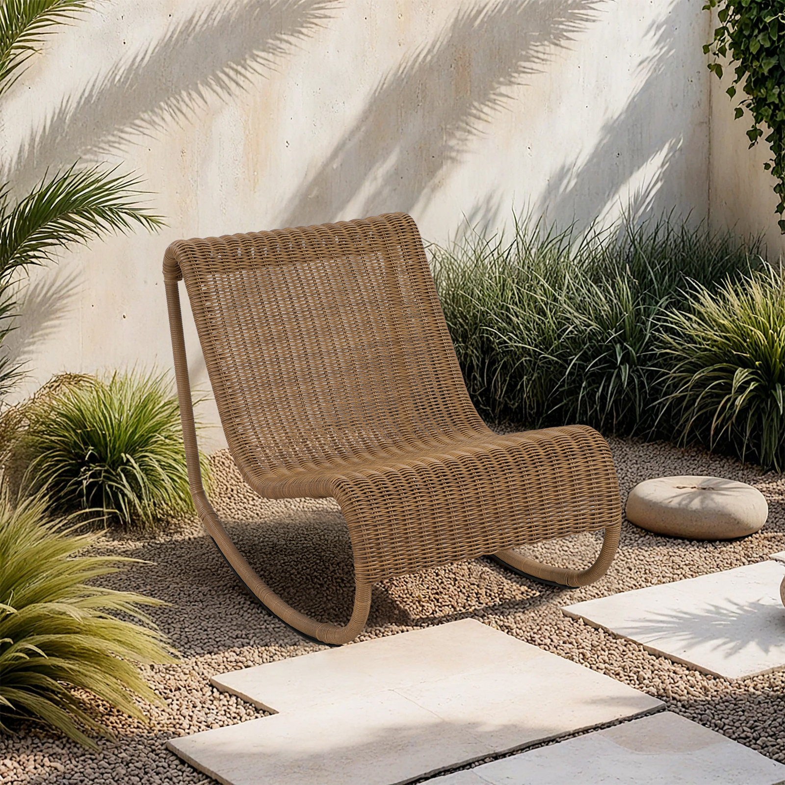 Antigua Wicker Outdoor Patio Rocker, Natural
