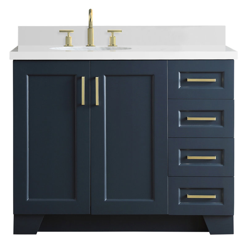 ARIEL TAYLOR 43 IN. LEFT OFFSET SINGLE OVAL SINK VANITY IN GREY, Midnight Blue