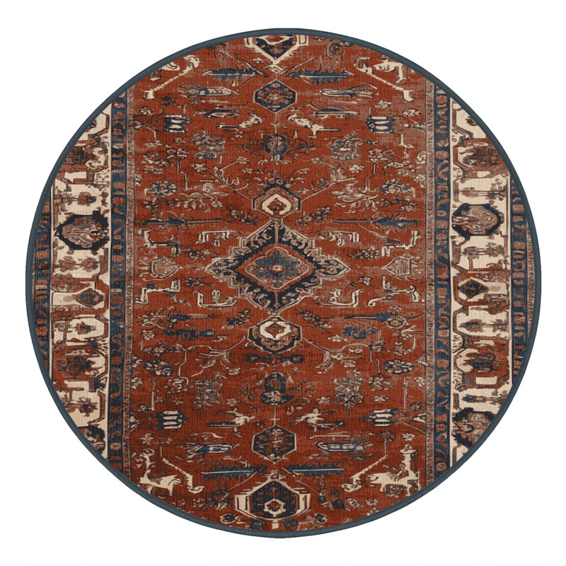 Tapis brun lavable à la machine, Rond 3 pi