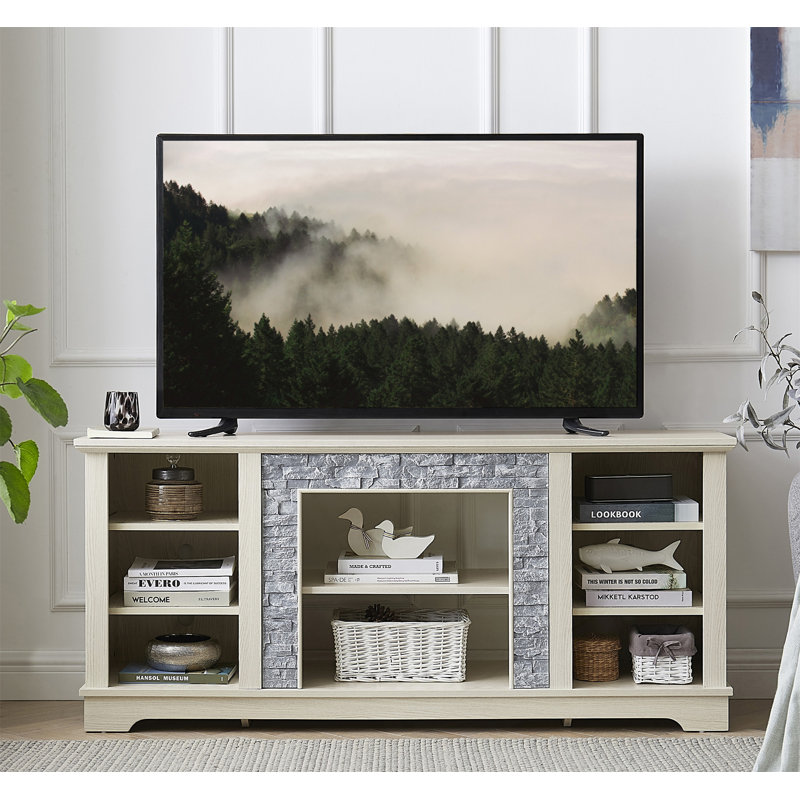Crédence de rangement Jazai, Blanc, H 26 po x l 58 po x P 15 po, Non