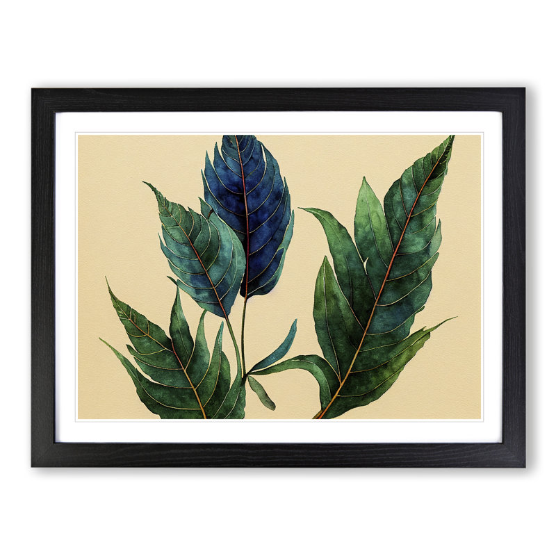 Luscious Leaf - Single Picture Frame Print, Black, 25cm H x 34cm W x 2cm D