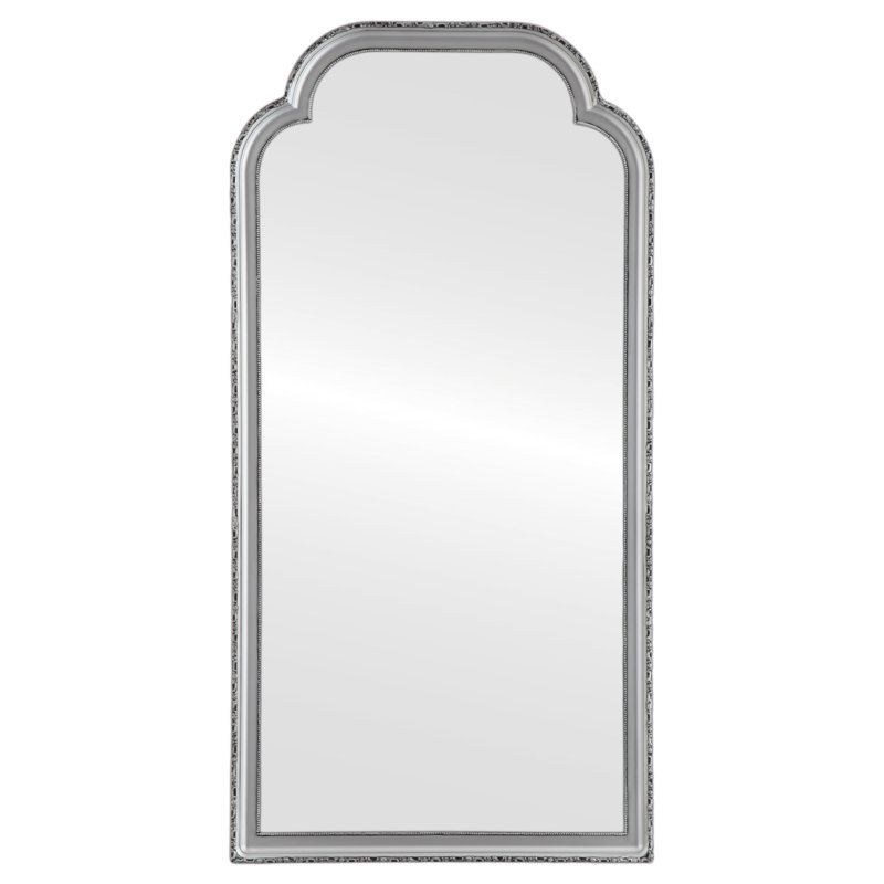 Ashlund Wood Frame Arch Wall Mirror, Silver Spray