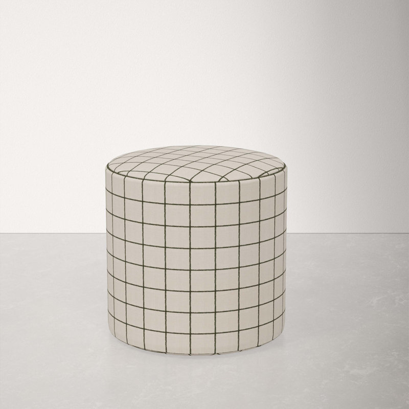 Orlando Upholstered Ottoman, Line Tattersall Green