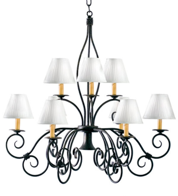 10 - Light Dimmable Tiered Chandelier, Copper Rust Premium, Taos Parchment