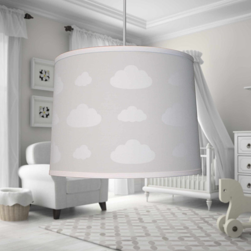 Atavia 22.5cm H Cotton Drum Pendant Shade ( Uno ) in Grey