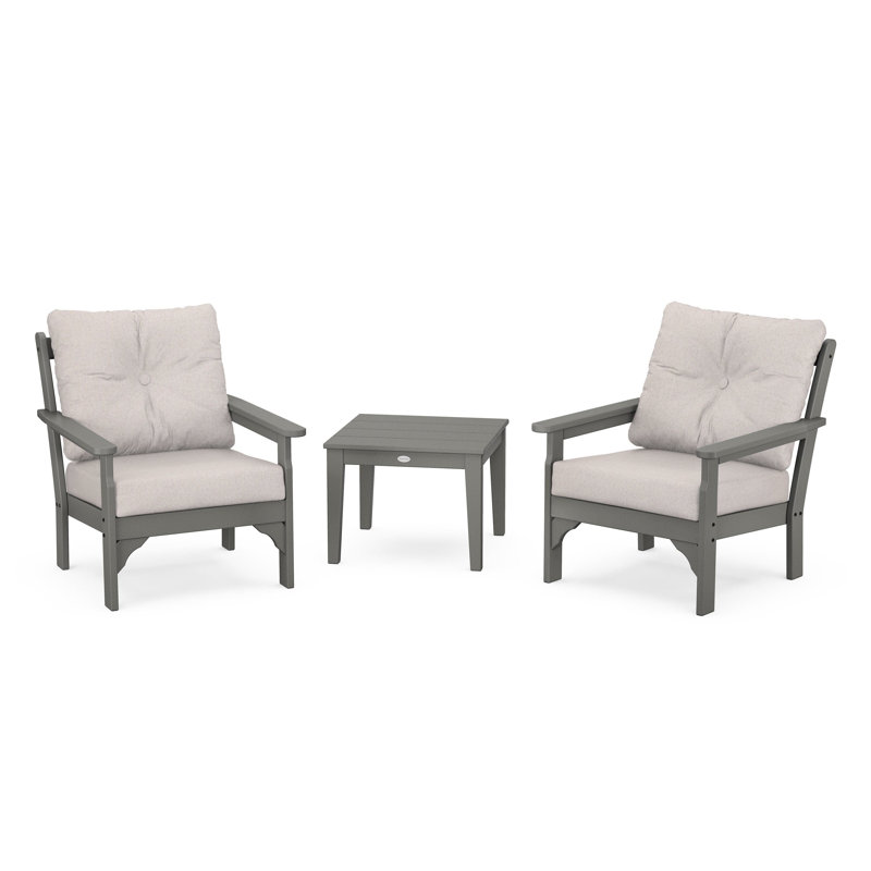 Vineyard 3-Piece Deep Seating Set, Dune Burlap, Teak