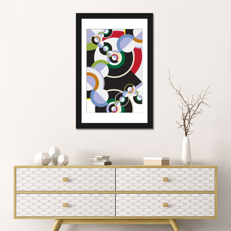 Art moderne sur toile Albree, Papier d'art encadré noir, Blanc, H 24 po x l 16 po x P 1 po