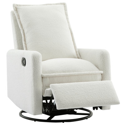 Swivel Rocker Recliner Chair, Glider Rocker Recliner, Rocking Chair Nursery for Living Room Bedroom Apartment,Teddy Fleece