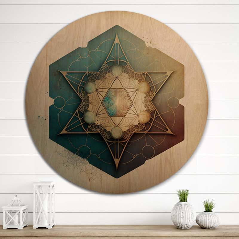 Ancien sacré rétro Designs ancien - Art mural géométrique moderne en bois - Bois de pin naturel, H 29 po x l 29 po x P 1 po