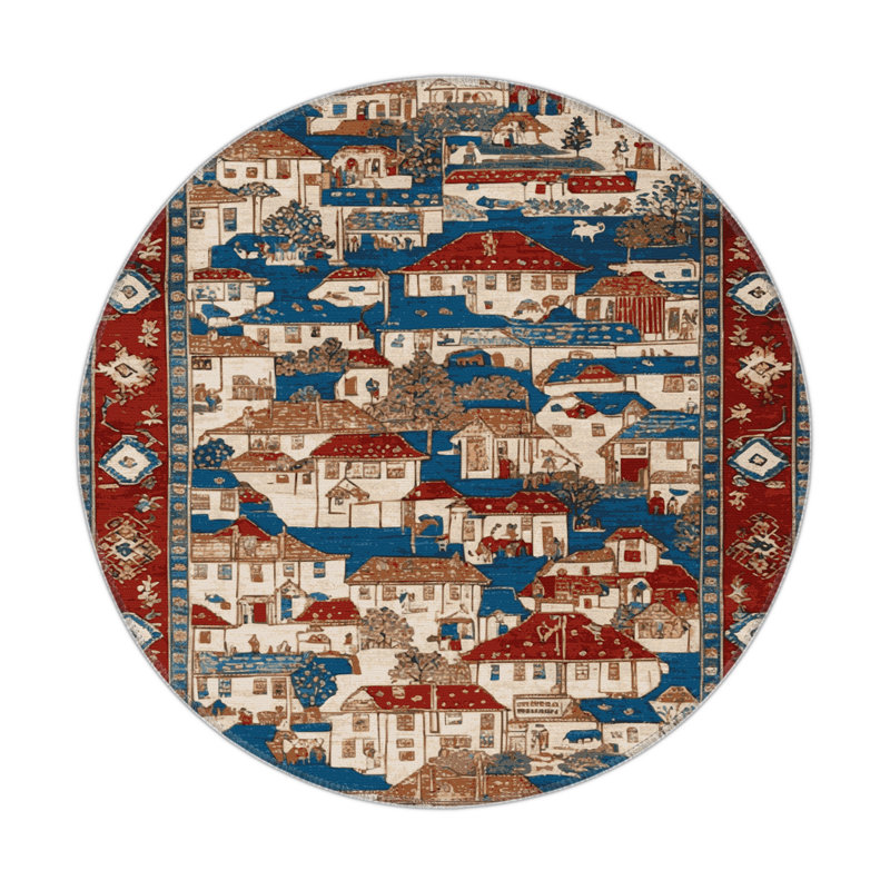 Tapis turc intérieur et extérieur noir, Rond 5 pi