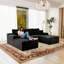 Canapé modulaire 104,3 x 70,8 po, canapé modulaire rembourré pour salon, chambre à coucher, appartement, aucun assemblage requis, combinaison gratuite pour 3 PC, tissu en velours côtelé moelleux, NOIR-1627677125