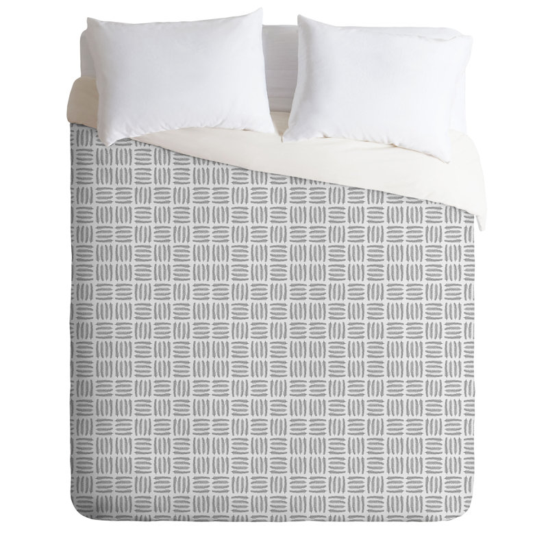  Housse de couette en microfibre campagnarde, Housse de couette pour très grand lit, Gris / blanc