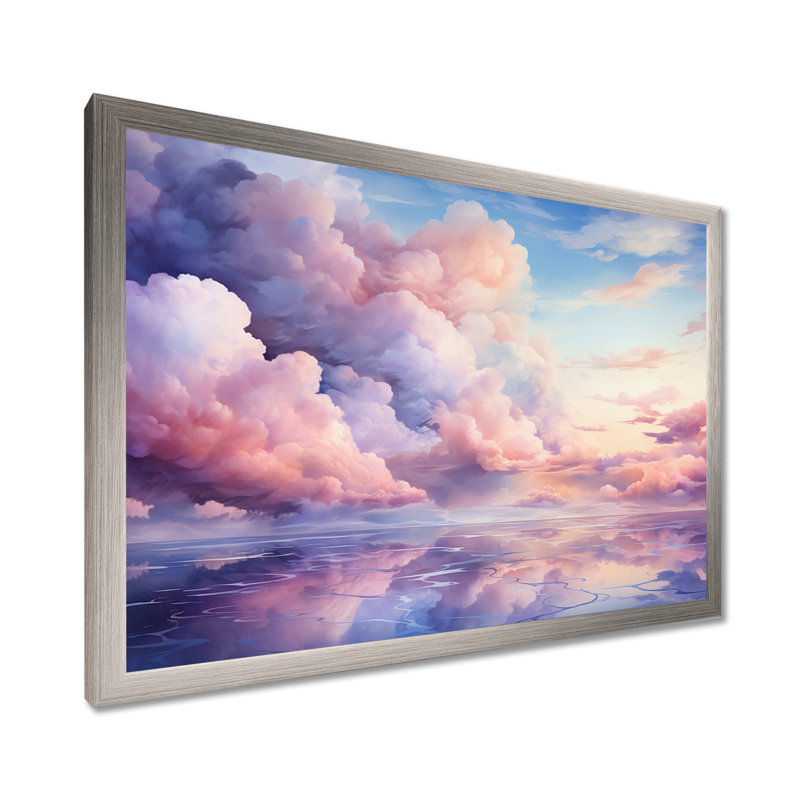 Art mural sur toile rose et bleu pastel III, Cadre de coin argenté fermé, H 12 po x l 20 po x P 1 po