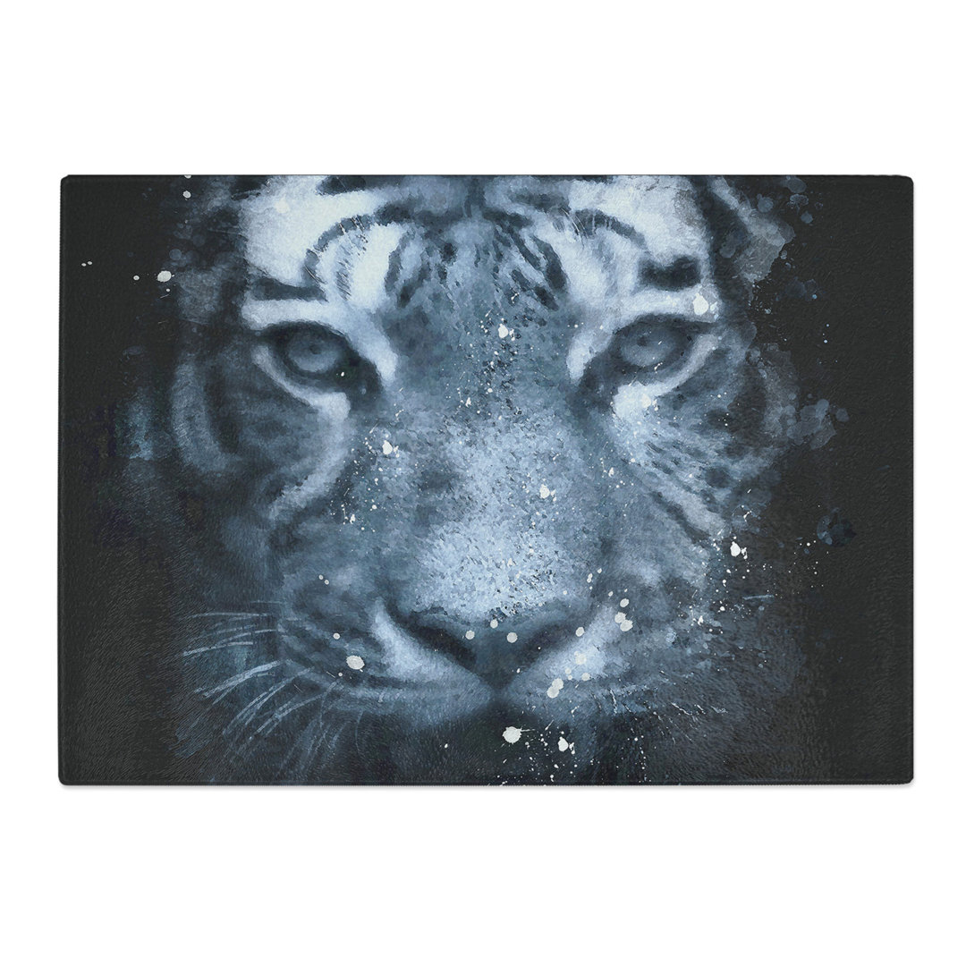 Tempered Glass Tiger Portrait Paint Splash Chopping Board