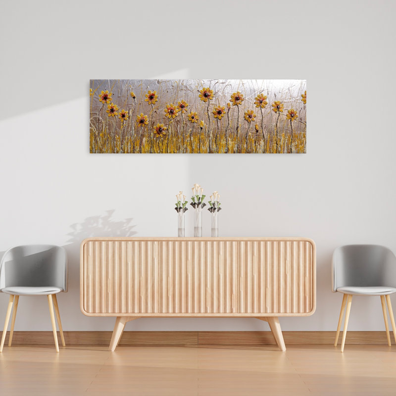 Art texturé doré à la main, H 48 po x l 16 po
