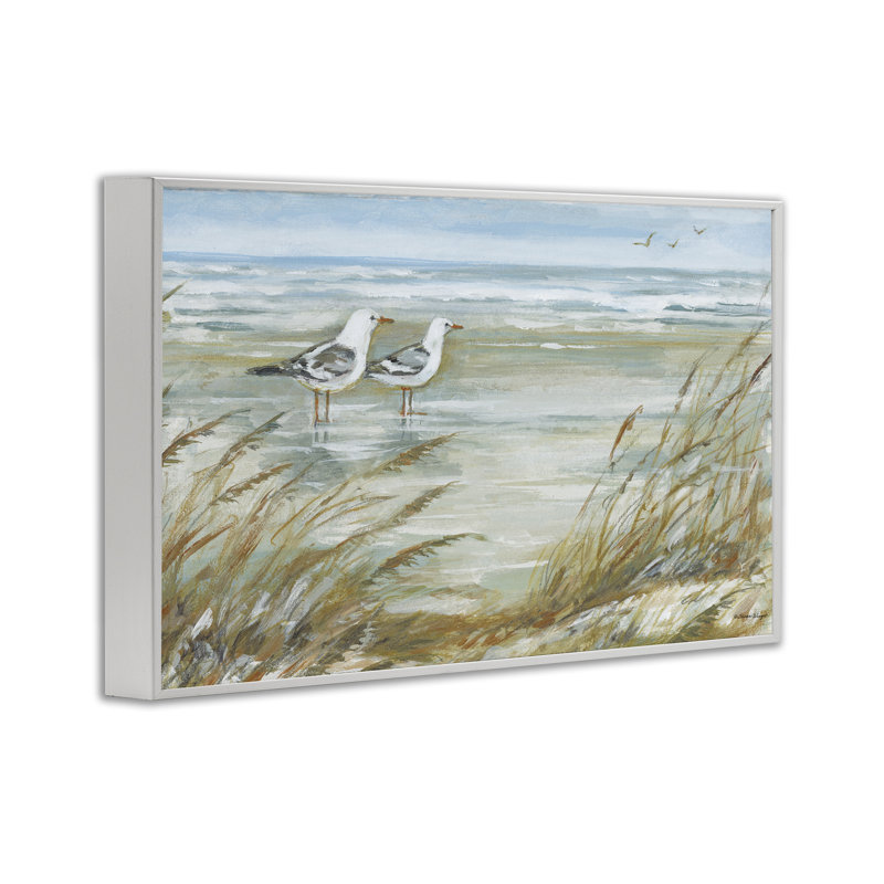 Mouettes debout sur la plage, estampe numérique, design par Susan Winget, H 12 po x l 18 po