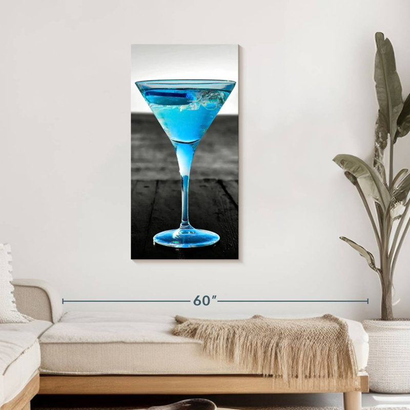" Pop Blue Martini " Print, 42" H x 21" W x 1.25" D