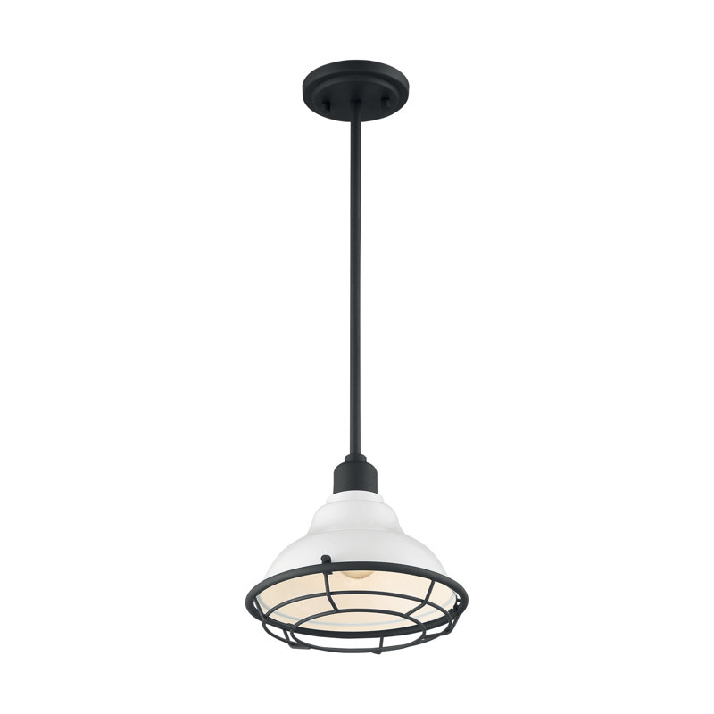 Leonardo 1 - Light Lantern Pendant, 8.25" H x 9.75" W x 9.75" D, Gloss White/Textured Black