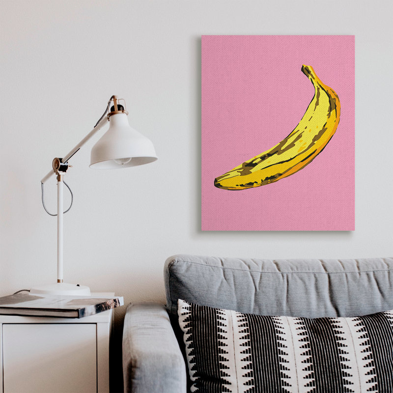 Banane rose pop tropical amusant minime fruit, Toile tendue, H 40 po x l 30 po
