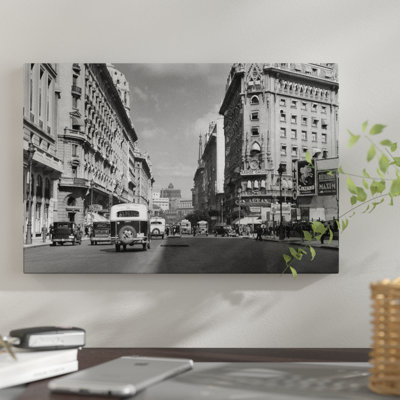 Reproduction de photo sur toile tendue, "pendant années 1930-1940s the diagonal norte ou avenida roque saenz pena buenos aires argentine"