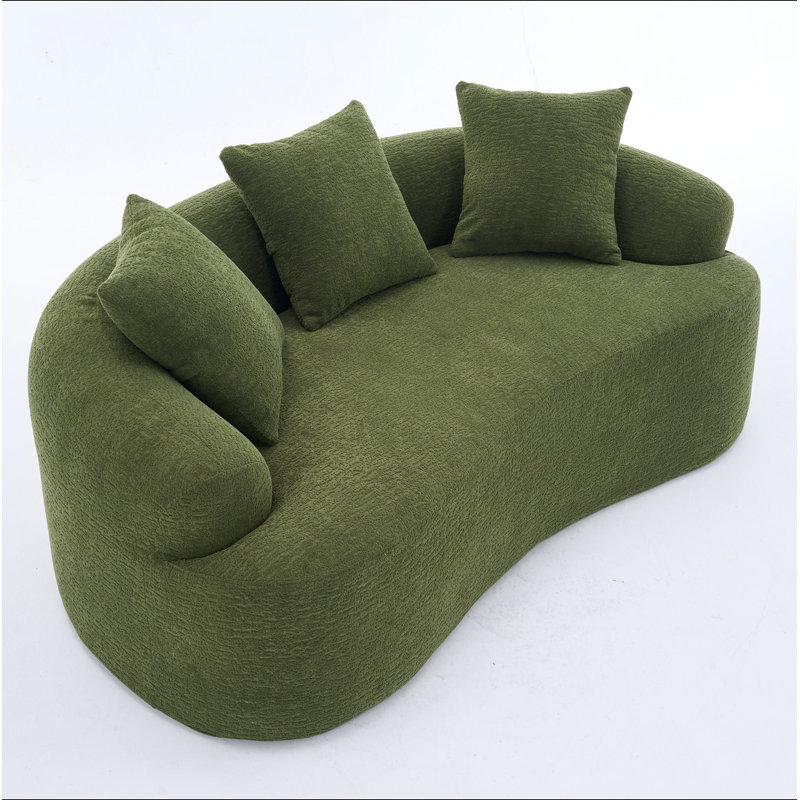 Causeuse courbée: sans assemblage, petit canapé en chenille, éponge 30D, compact pour les appartements, L 65 po, 300 lb, 3 coussins