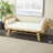 Cole And Grey Rattan Wrapped Bench With White Fabric Seat And Side Cushions
