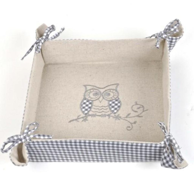 Panier à pain en lin, hibou
