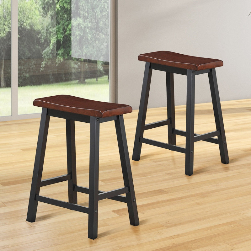 Tabouret de comptoir 24 po en bois massif, Marron