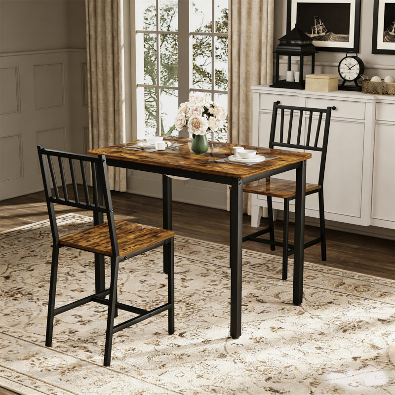 Ensemble de table de salle à manger, Noir, Noir, Brun rustique