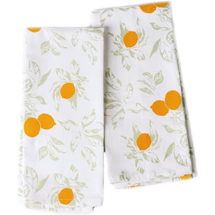 Essuie-tout 100% coton, 18 x 28 pouces, essuie-tout à imprimé citron, essuie-mains (Ensemble de 2)