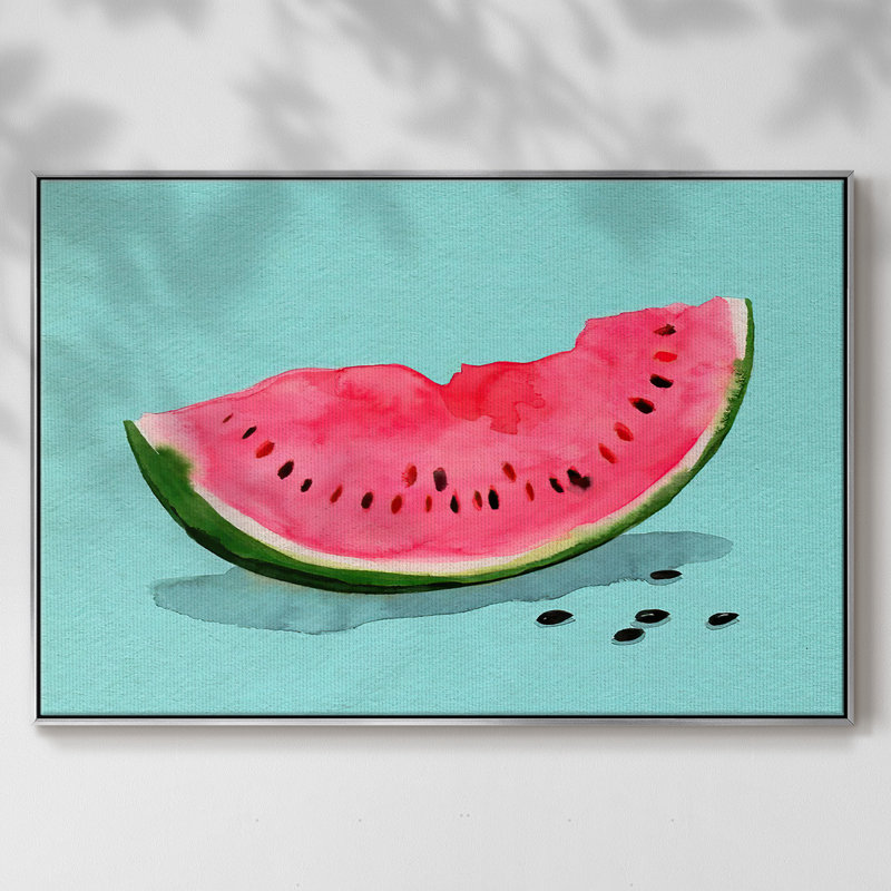 Summer Watermelon II, peinture sur toile encadrée, H 17 po x l 25 po x P 2 po, Encadrement argenté
