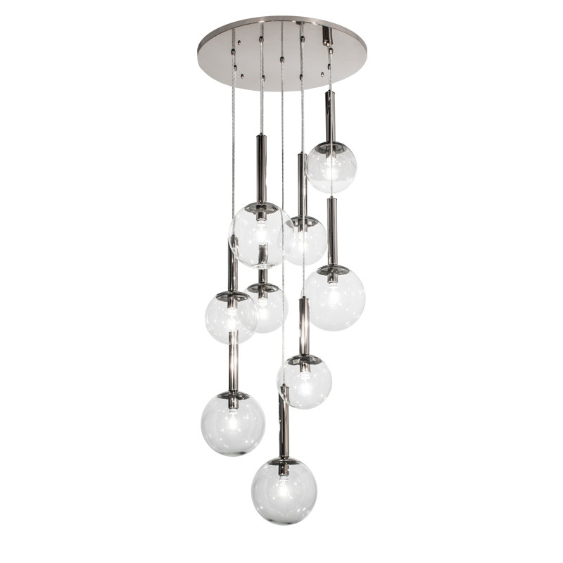 Bola 9 - Light Polished Nickel Cluster Pendant