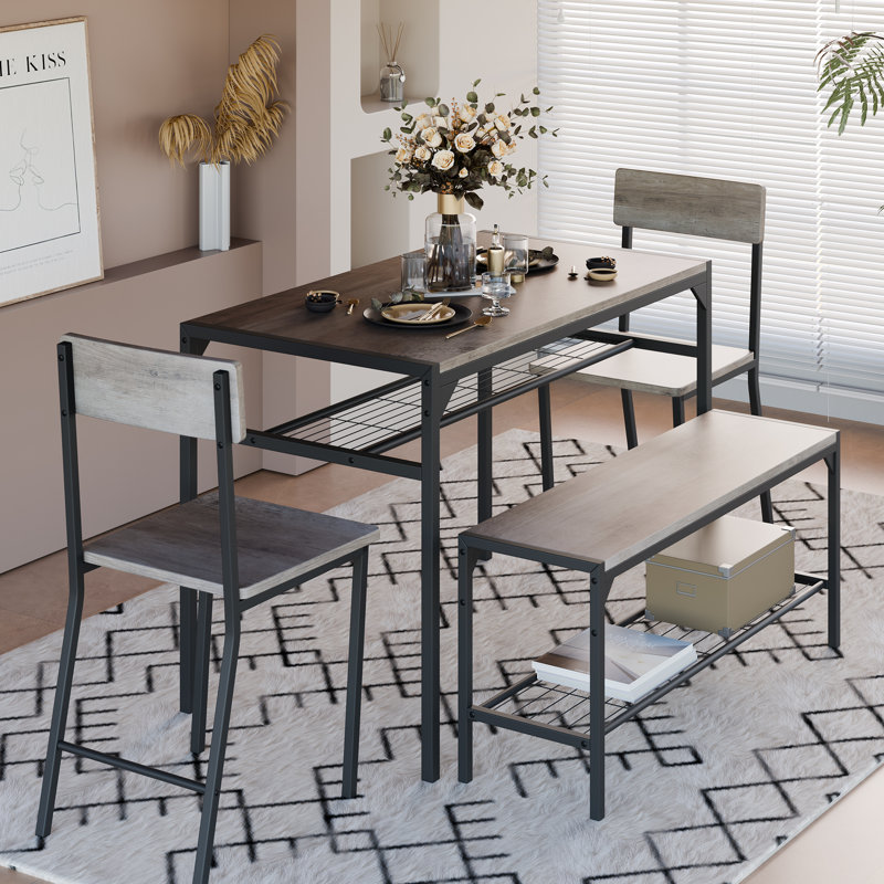 Deandrae 4‑Person Dining Table Set, Gray