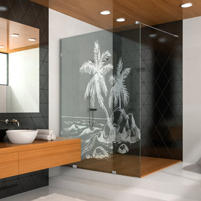 Panneau de douche en verre trempé haute clarté l 25 1/2 po x H 75 po avec design laser