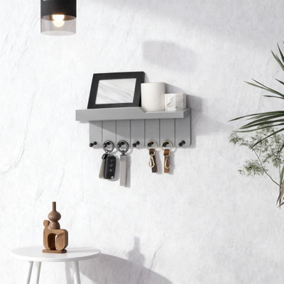 Modern Wall Mount Key Holder With Shelf, Decorative Mail Organizer For Entryway, Kitchen, And Office, Chic Home Decor And Space-Saving Solution