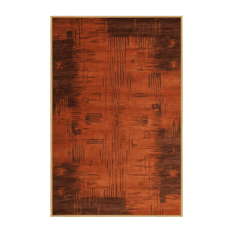 Tapis rouge abstrait lavable à la machine, Rectangle 2 pi x 3 pi