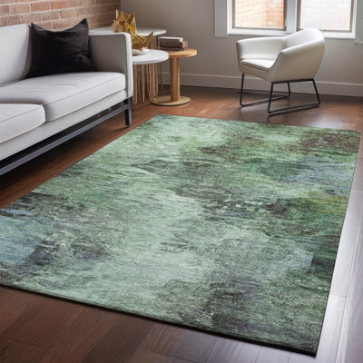 Premium Machine Washable Cerrito AMF592 Green Rug
