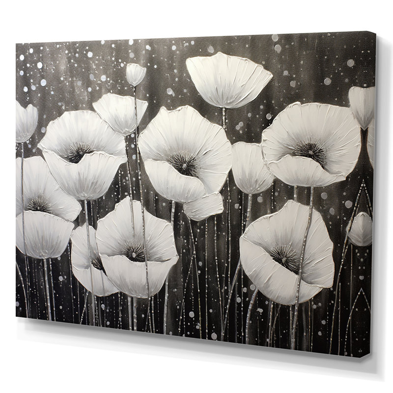 Coquelicots gris argent sérénité, Cadre flottant doré, H 12 po x l 20 po x P 1 po