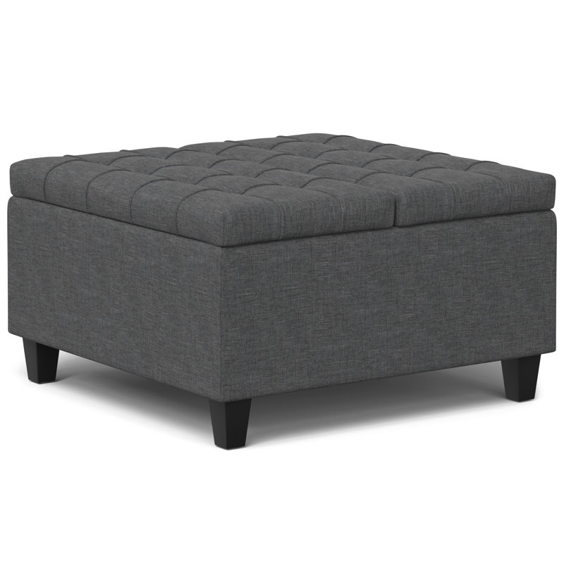 Slate Grey 30" Tufted Cocktail Storage Ottoman