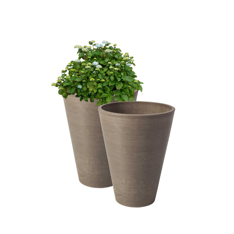 Bayley Composite Round Pot Planter Set, Taupe