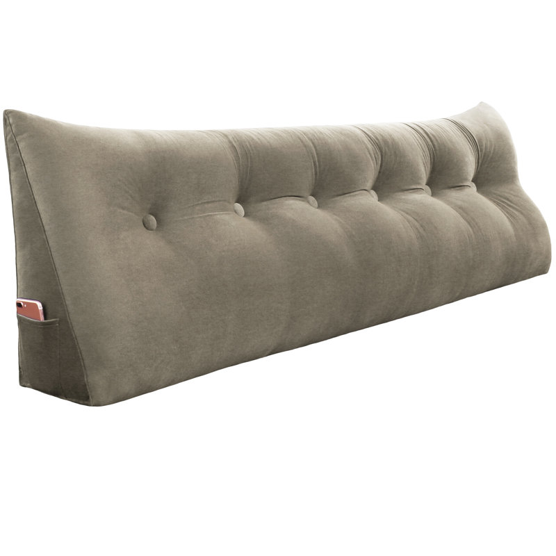Coussin de lecture de tête de lit en velours de coton avec housse amovible et lavable, Très grand californien, Tanné