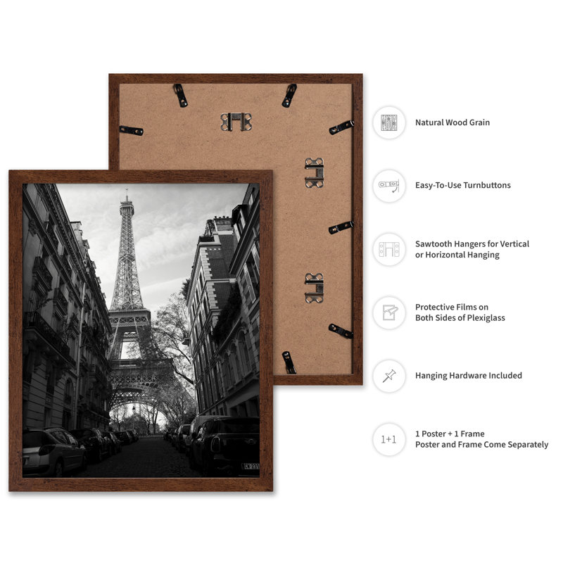 Rue de Paris, 18"H x 24"W, Poster, Brown Framed