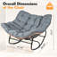 Très grande chaise berçante d'extérieur Papasan avec coussin épais de 6 po-2104018596