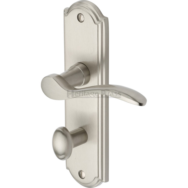 Heritage Brass Heritage Door Handle for Bathroom Howard Design, Satin Nickel