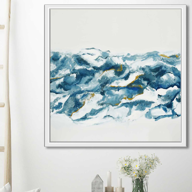Into the blue (carré)-imprimé, H 21,5 po x l 21,5 po x P 2 po, Cadre flottant blanc